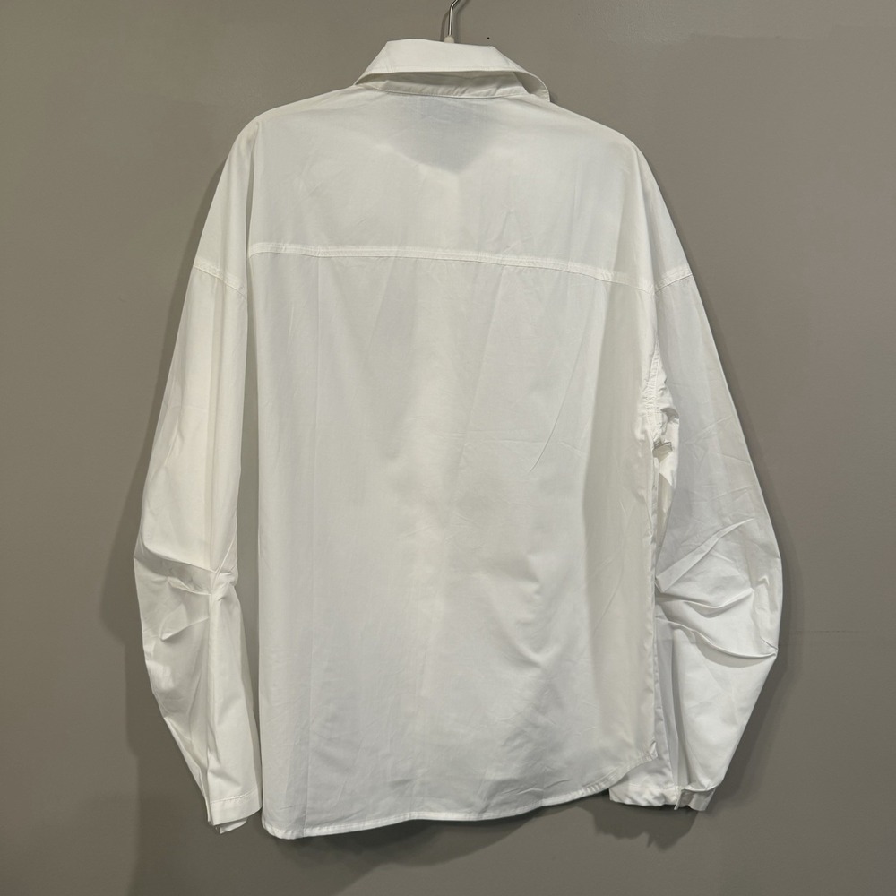Modern Citizen Women's White Button Up Oversized Pleated Elbow Medium Minimalist - Picture 3 of 3